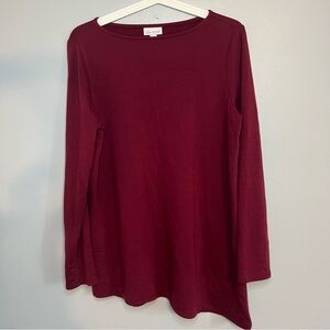 J Jill pure Jill Pullover Tunic Top Size S Asymmetrical Super Soft Wine Tasting